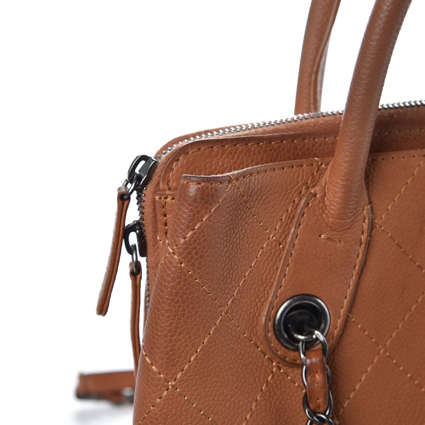 Grained Vegetal Calfskin Small Urban Shopping Tote Camel