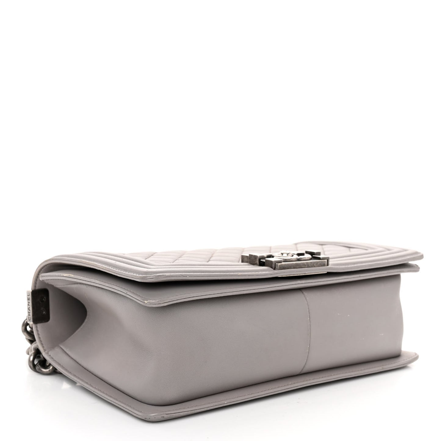 Calfskin Quilted Medium Boy Flap Grey