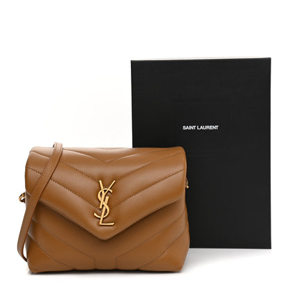 Saint Laurent Calfskin Y Quilted Monogram Toy Loulou Crossbody Bag Dark Natural 20 of 22