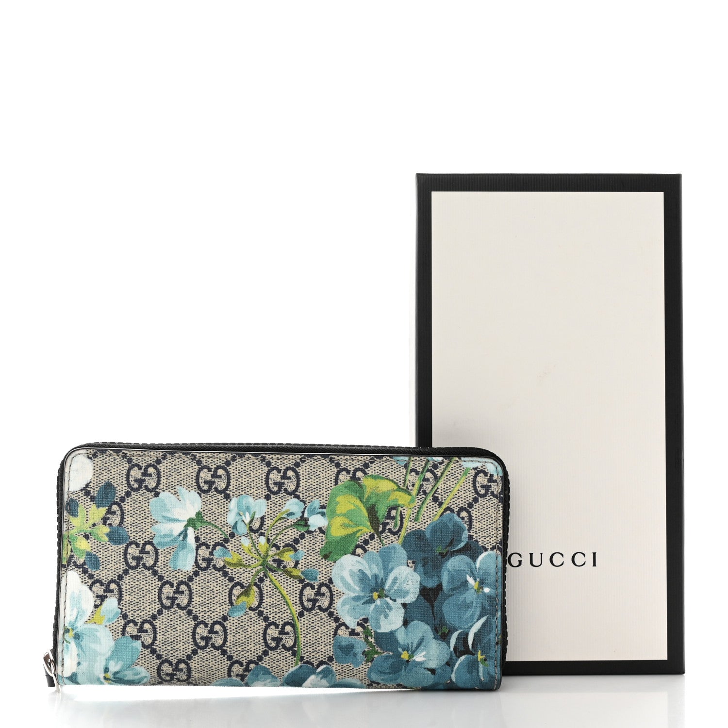 Gucci GG Supreme Monogram Blooms Zip Around Wallet Blue 12 of 12