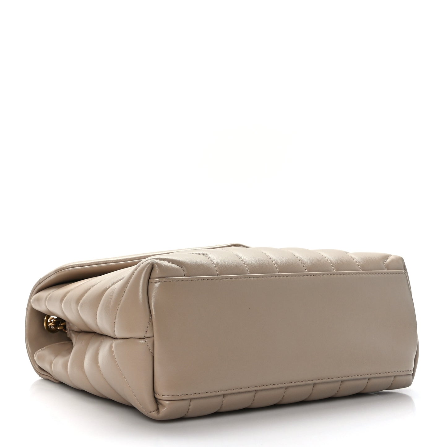 Calfskin Y Quilted Monogram Small Loulou Chain Satchel Dark Beige