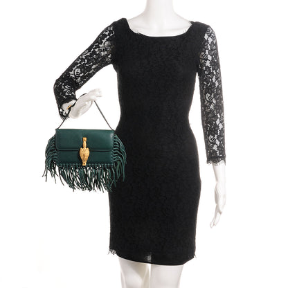 Valentino Garavani Grained Calfskin Mini C Rockee Scarab Fringe Shoulder Bag Light Emerald 2 of 9