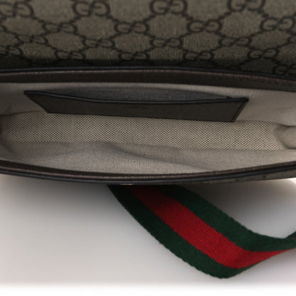 Gucci GG Supreme Monogram Textured Dollar Calfskin Web Mini Ophidia Envelope Shoulder Bag Beige Ebony New Acero 5 of 11