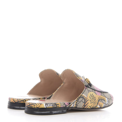 Gucci GG Supreme Monogram Bengal Womens Princetown Slippers 36 Beige Crop Pink 4 of 9