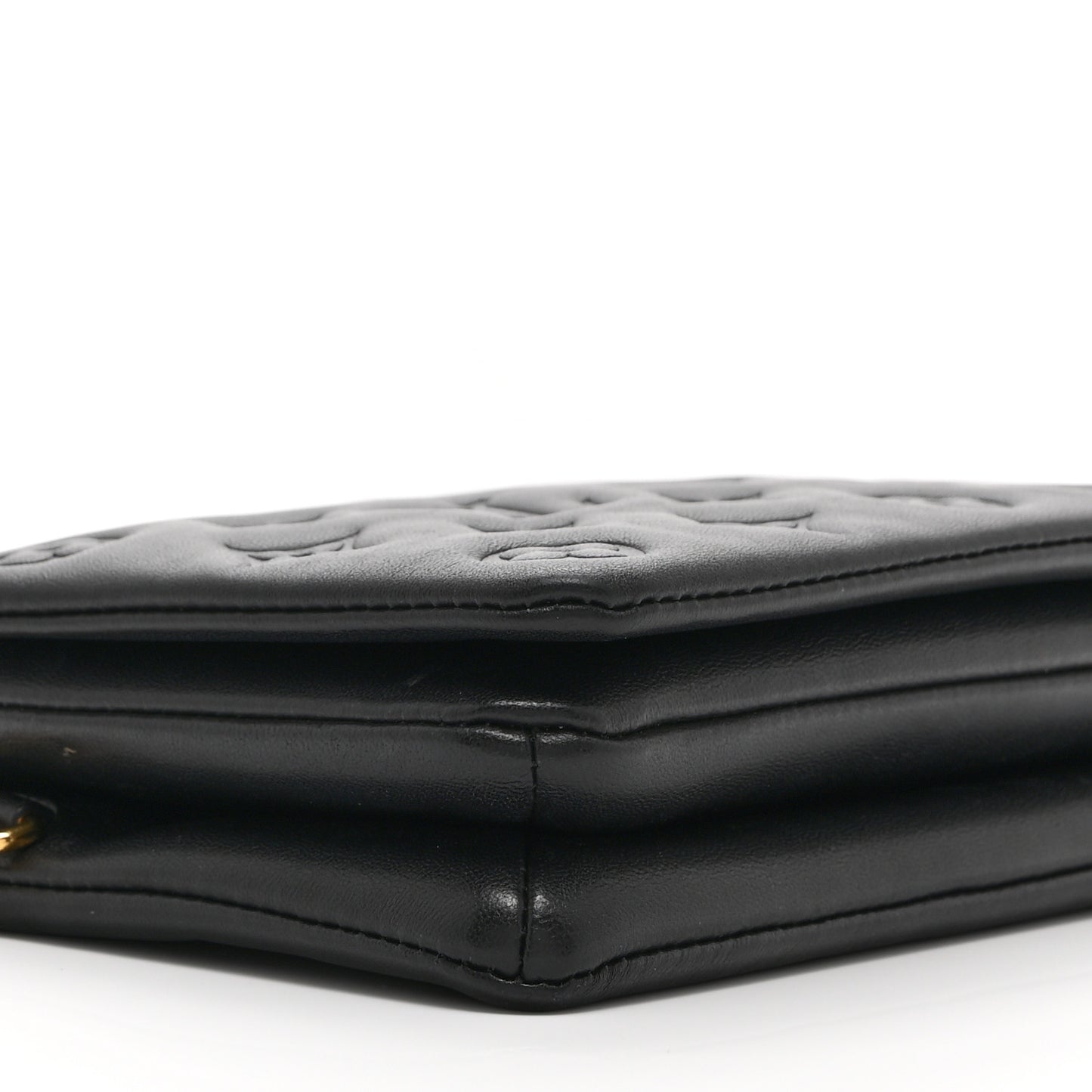 Lambskin Embossed Monogram Pochette Coussin Black