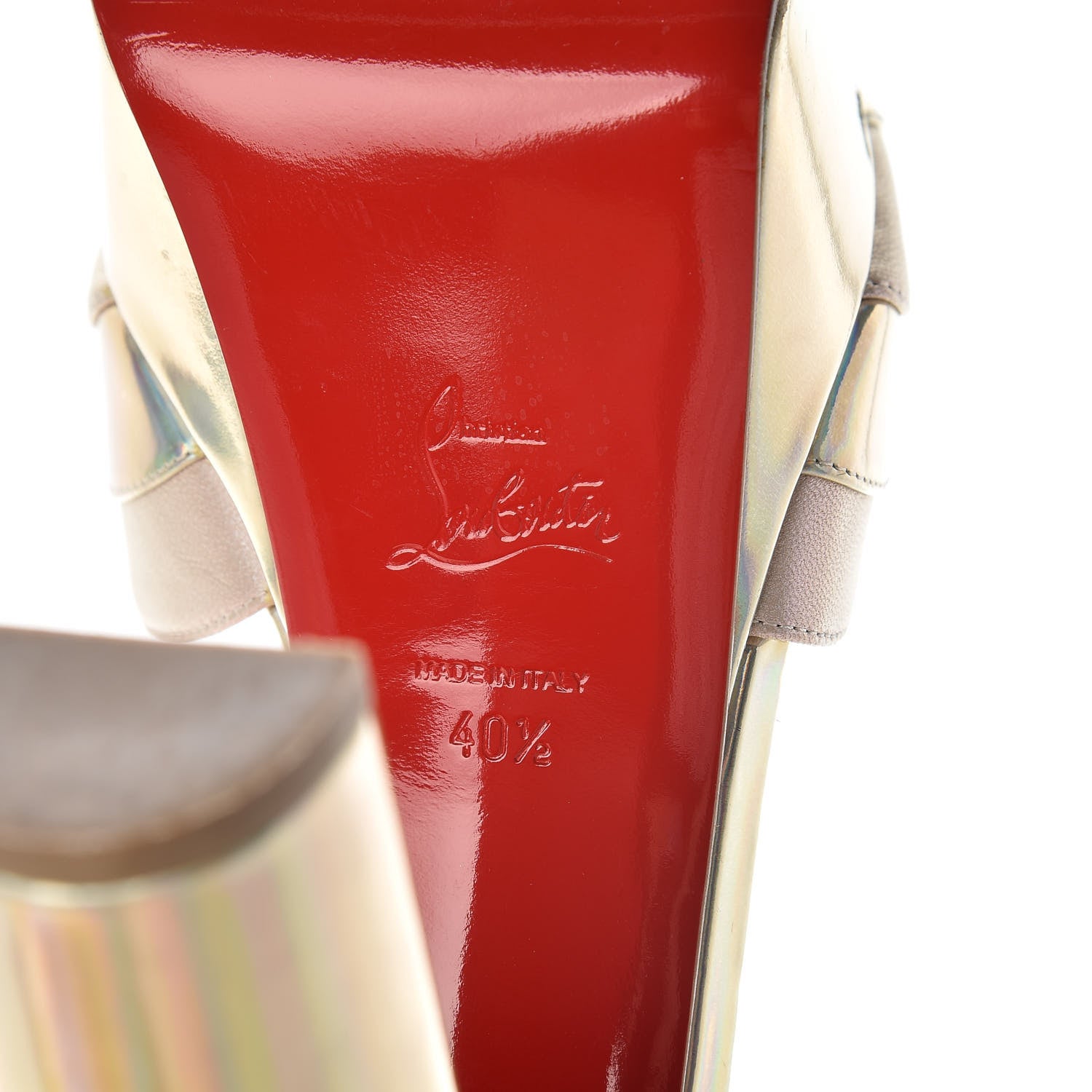 Christian Louboutin Specchio Nappa Laser Degratissimo 130 Platform Sandal 40.5 Platine Nude 9 of 17