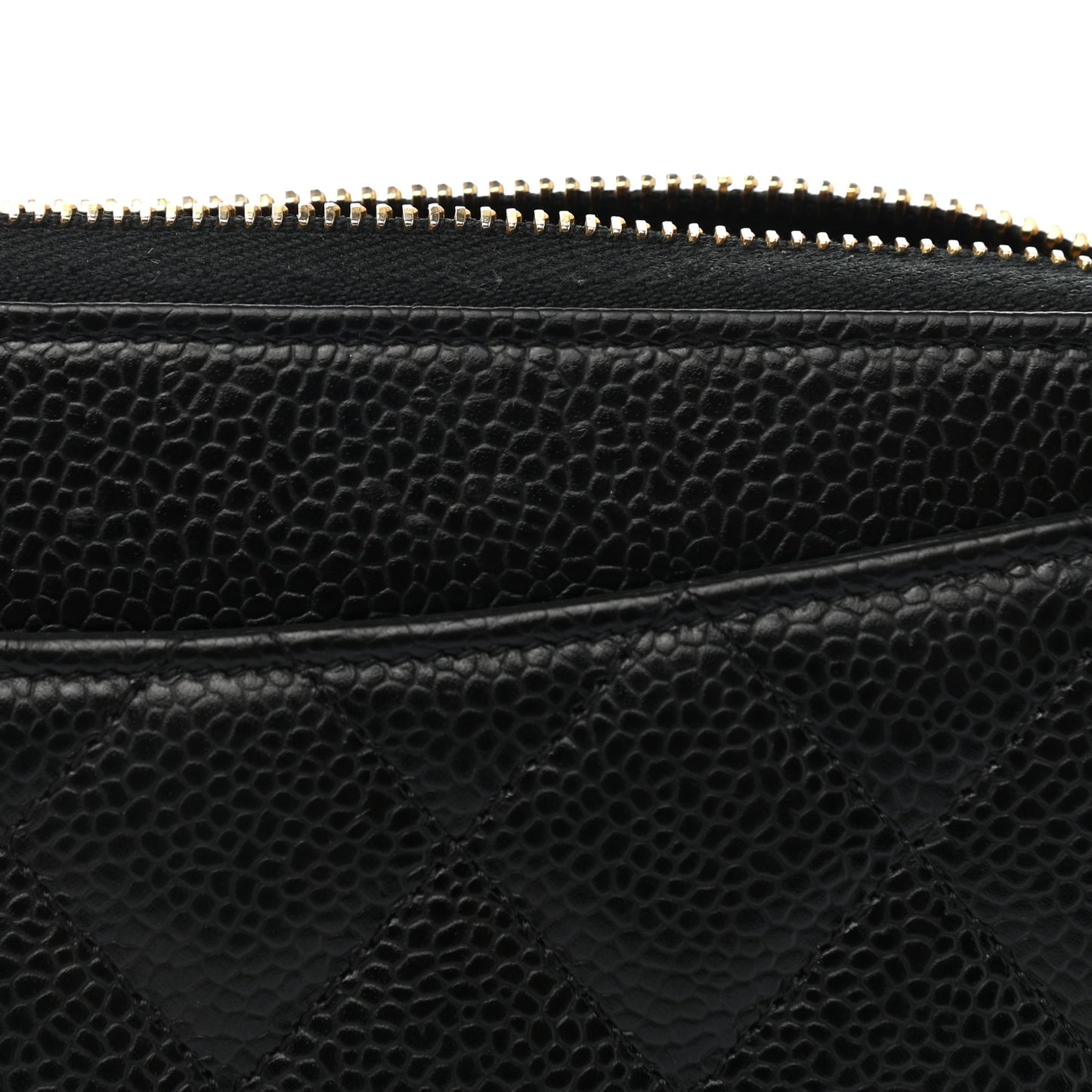 Caviar Quilted Large Gusset Zip Around Wallet Black