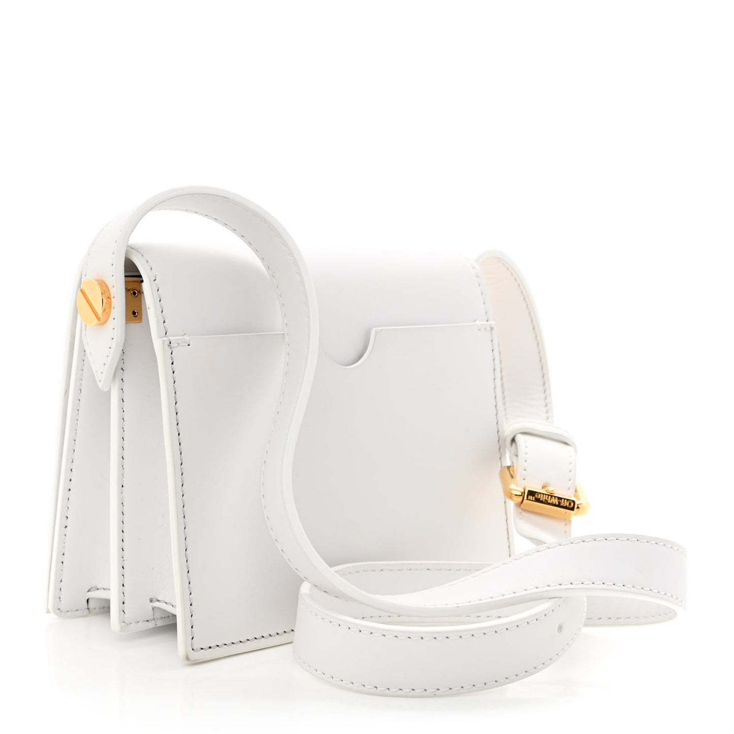 Calfskin Diag Binder Flap Bag White