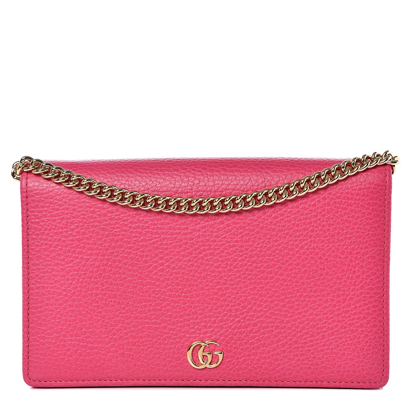 Dollar Calfskin Mini GG Marmont Chain Wallet Box Pink