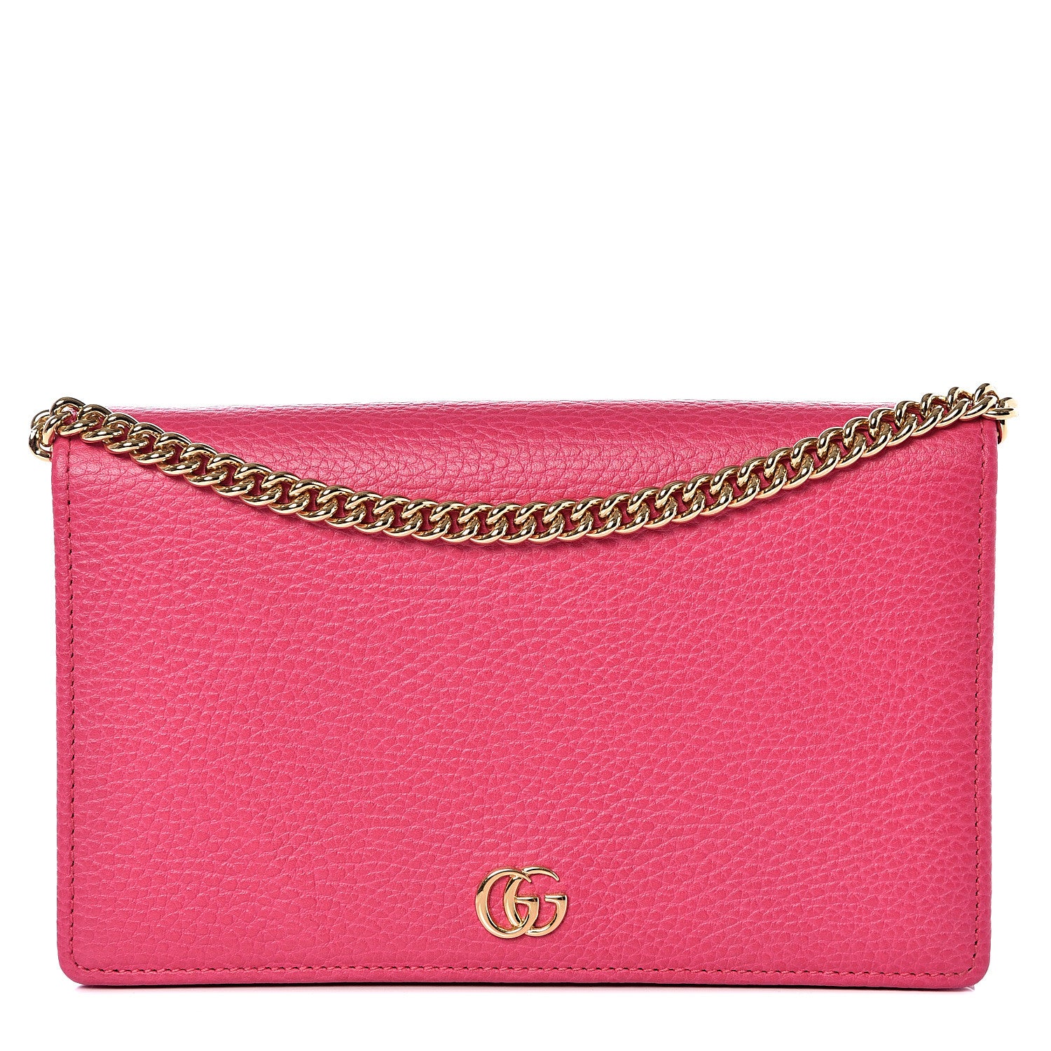 Gucci Dollar Calfskin Mini GG Marmont Chain Wallet Box Pink 1 of 9