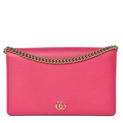 Gucci Dollar Calfskin Mini GG Marmont Chain Wallet Box Pink 1 of 9
