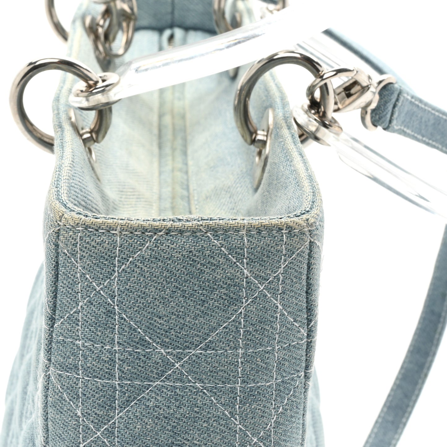 Denim Cannage Large Lady Dior Light Blue