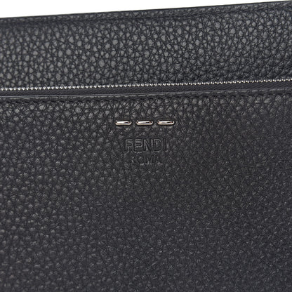 Fendi Cuoio Romano Glazed Fabric FF 1974 Wallet on Strap Black 6 of 10