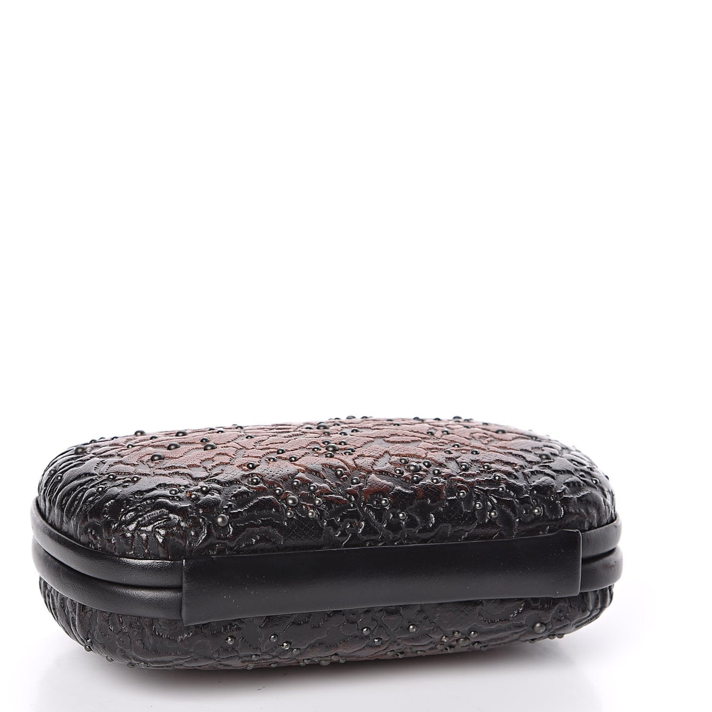 Calfskin Embossed Studded Knot Clutch Cioccolato