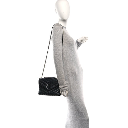 Saint Laurent Calfskin Y Quilted Monogram Monochrome Small Loulou Chain Satchel Black 2 of 10