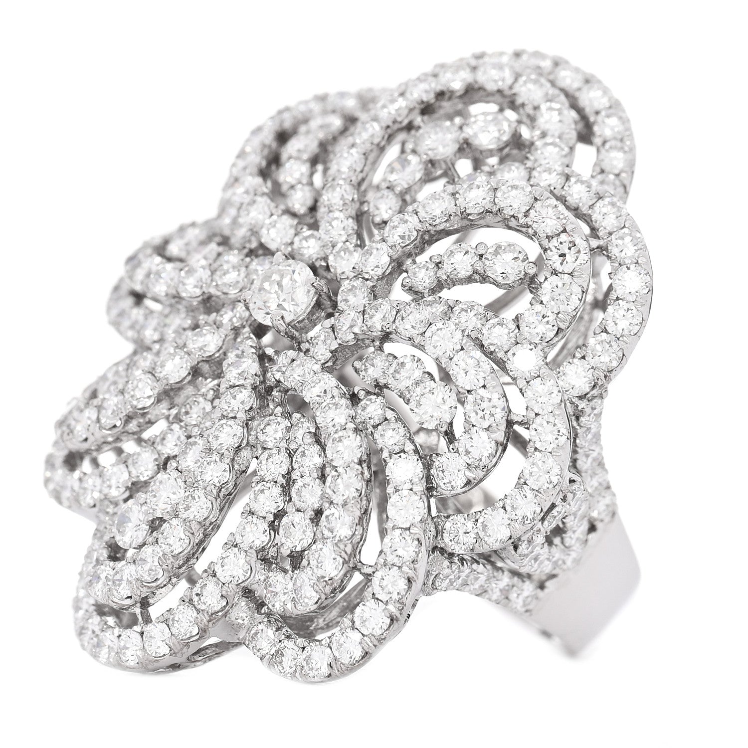 Parker & West by FASHIONPHILE 18K White Gold Diamond 5.85ctw Flower Cocktail Ring 54 7 4 of 5