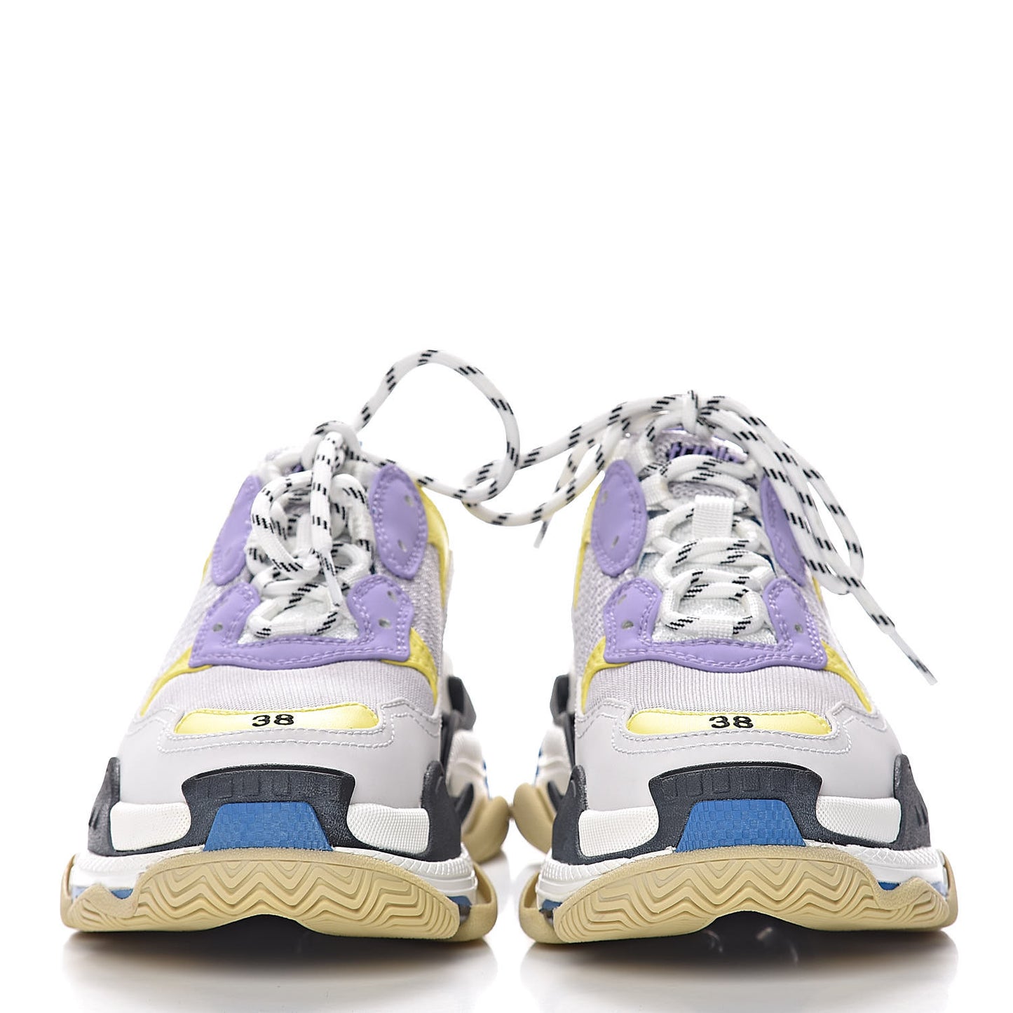 Fabric Mesh Womens Triple S Sneakers 38 White Purple Yellow