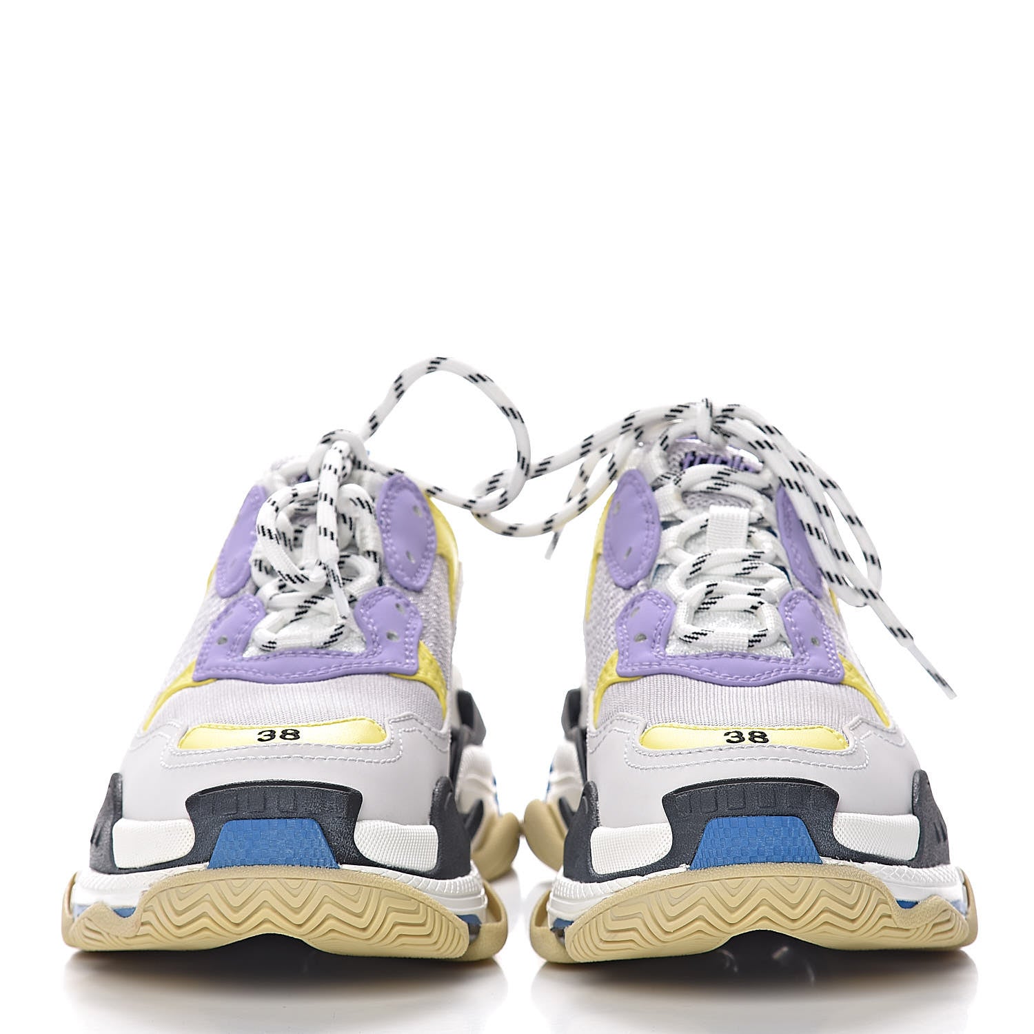Balenciaga Fabric Mesh Womens Triple S Sneakers 38 White Purple Yellow 2 of 9
