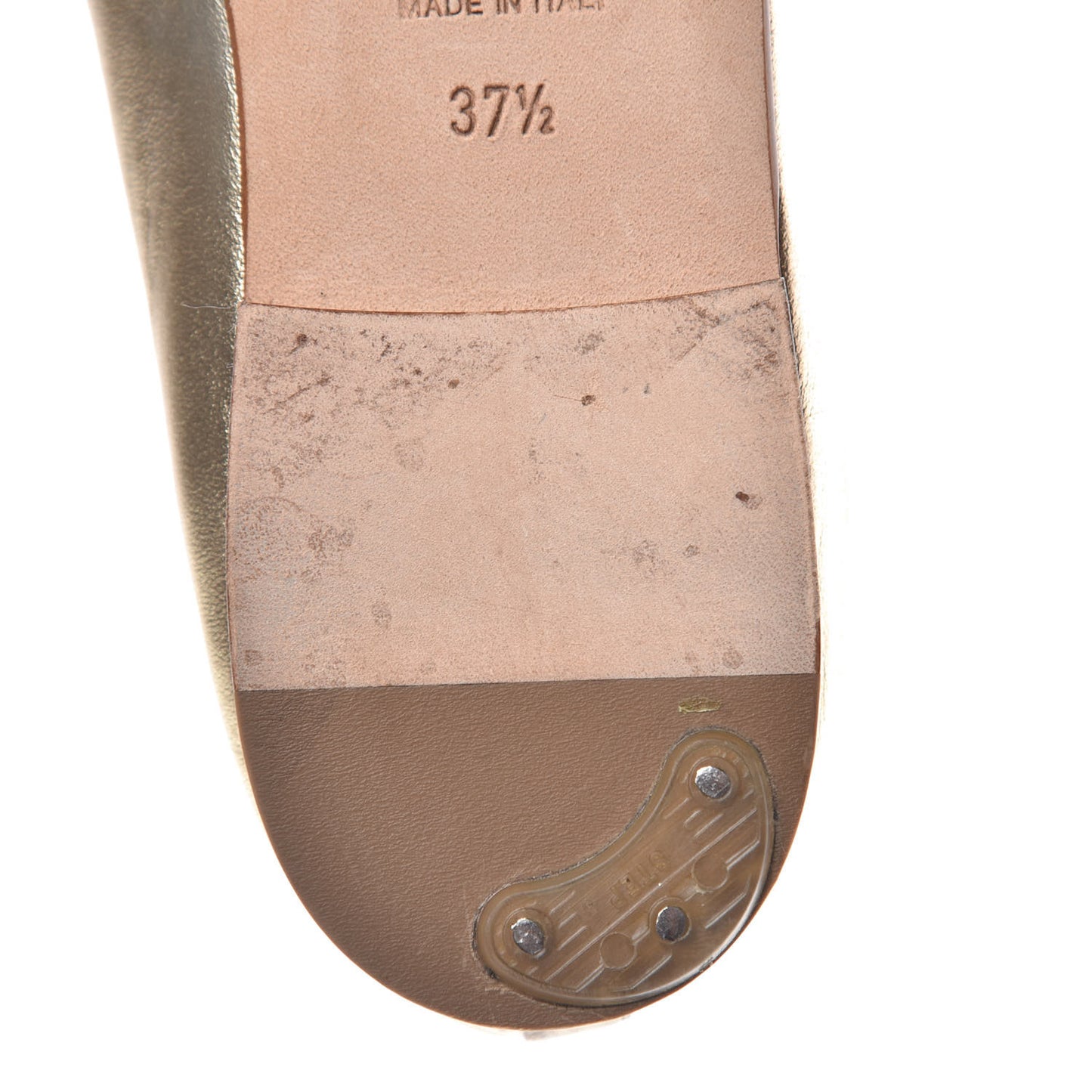 Metallic Lambskin Caviar CC Cap Toe Ballerina Flats 37.5 Light Gold