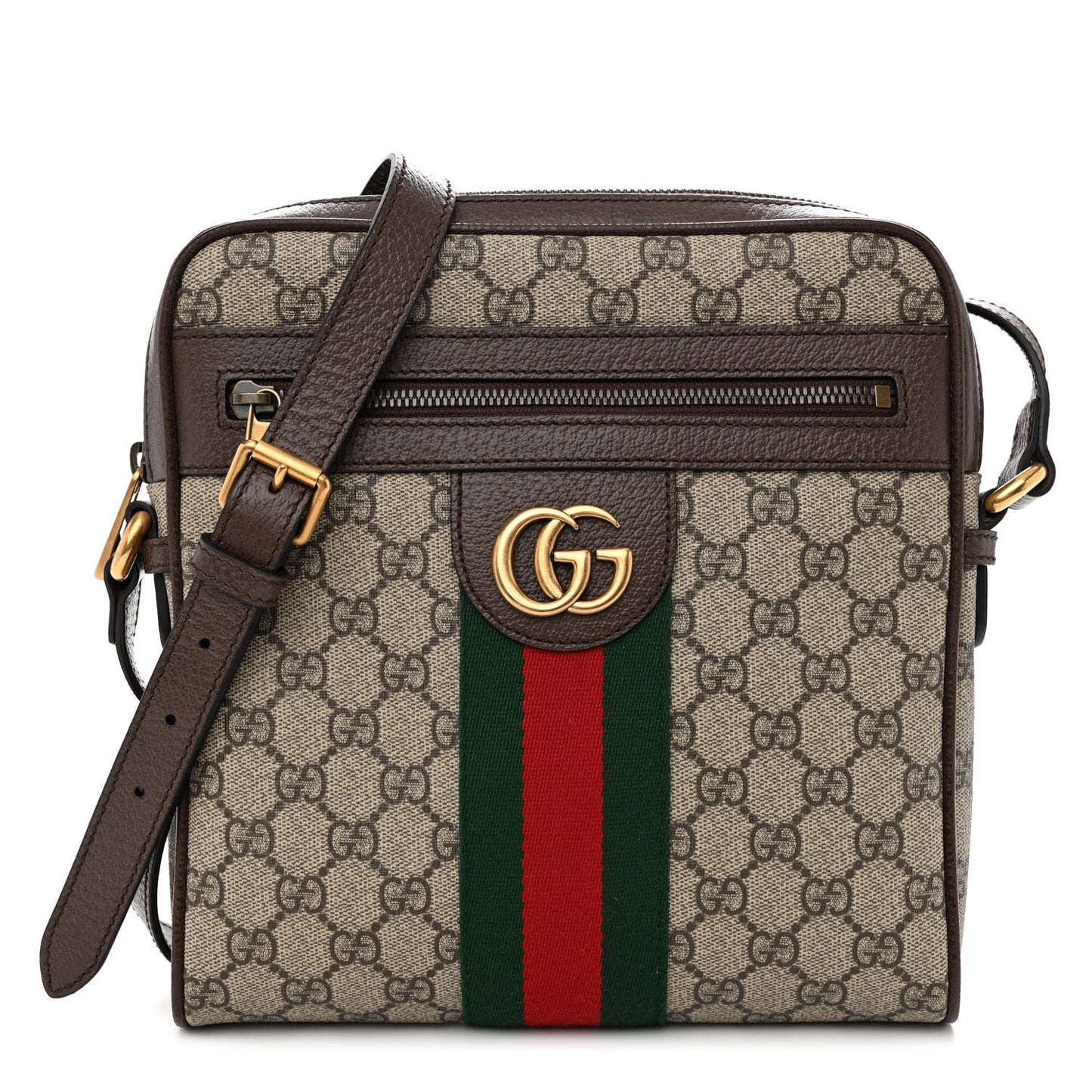 GG Supreme Monogram Web Small Ophidia Messenger Bag Brown