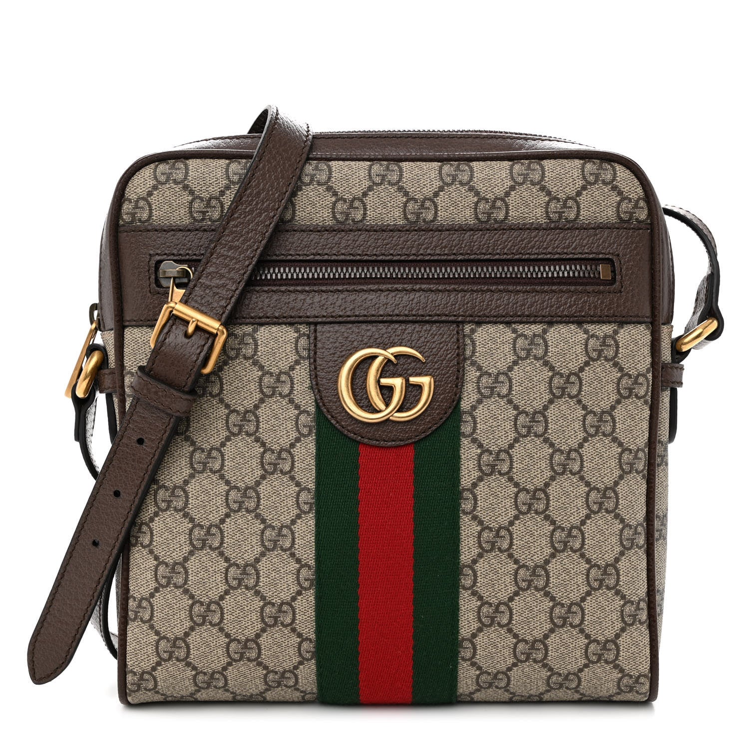 Gucci GG Supreme Monogram Web Small Ophidia Messenger Bag Brown 1 of 11