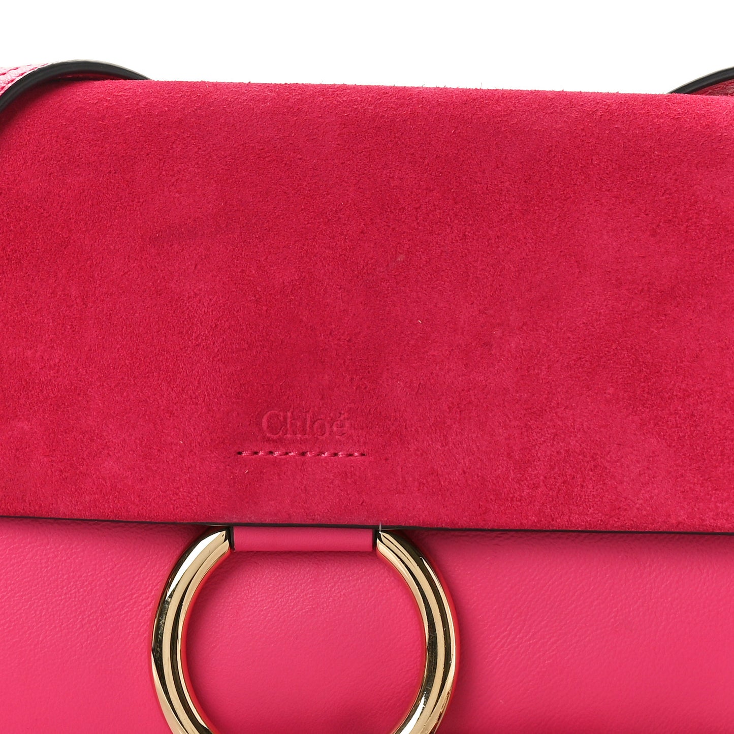 Suede Calfskin Small Faye Shoulder Bag Fuchsia Rose