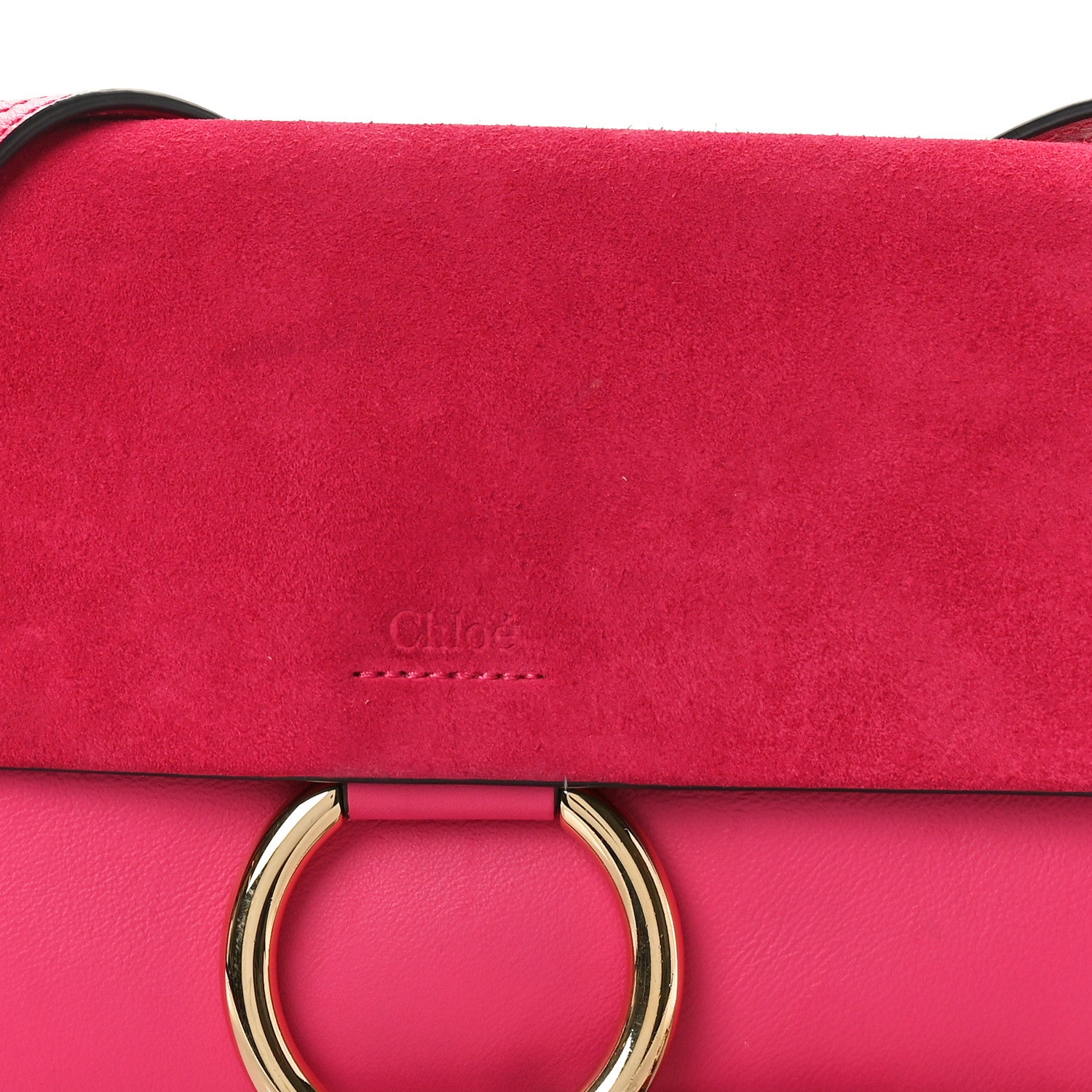 Chloe Suede Calfskin Small Faye Shoulder Bag Fuchsia Rose 7 of 9