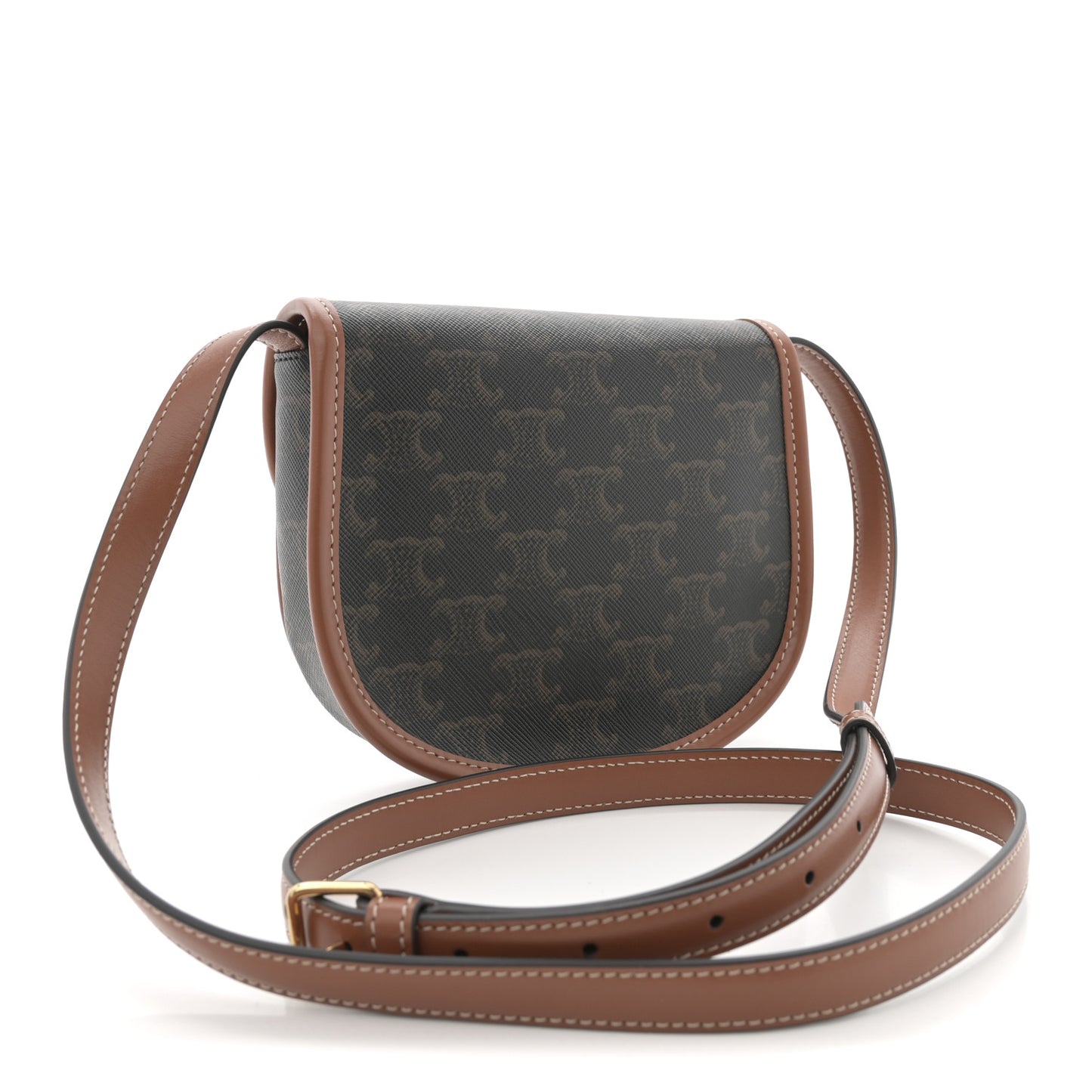 Canvas Calfskin Triomphe Mini Besace Tan