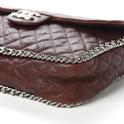 Chanel Crumpled Lambskin Quilted Maxi Chain Around Flap Dark Brown 9 of 10