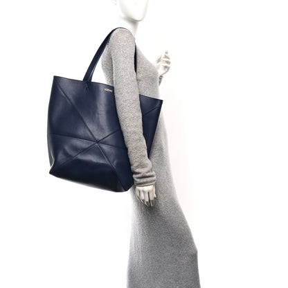 Loewe Shiny Calfskin Large Puzzle Fold Tote Abyss Blue 2 of 10