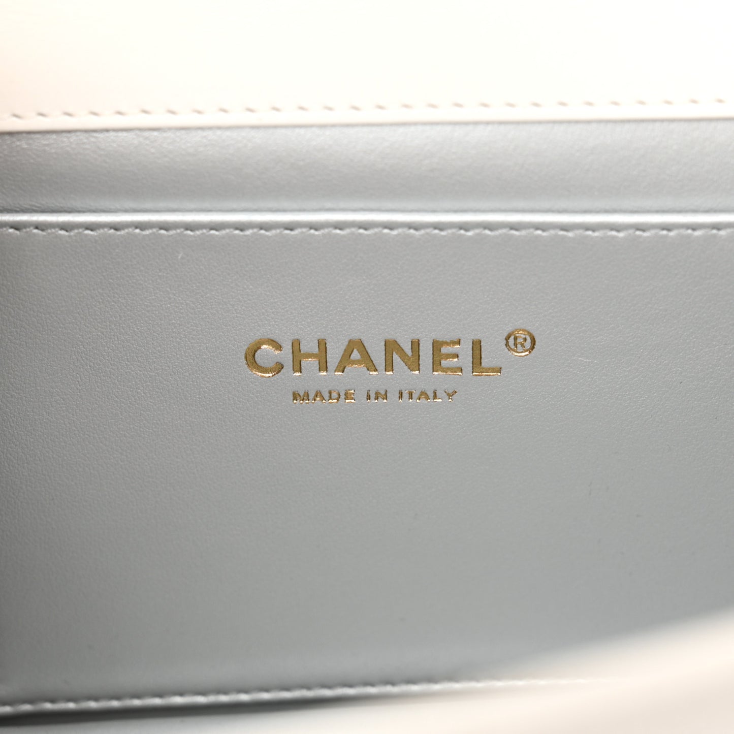 Shiny Calfskin Quilted Small Chain Top Handle Flap White