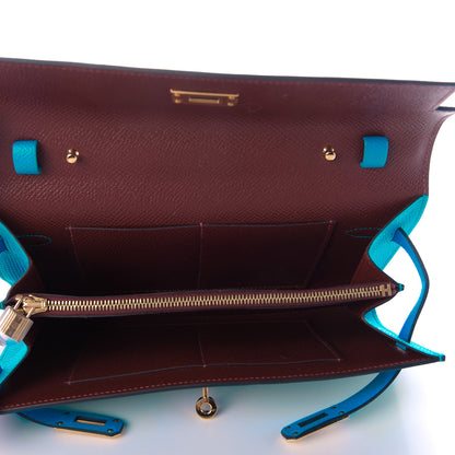 Hermes Epsom Kelly Wallet To Go Bleu Frida Bordeaux 5 of 9