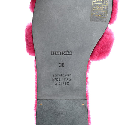 Hermes Woolskin Oran Sandals 38 Rose Fuchsia 6 of 7