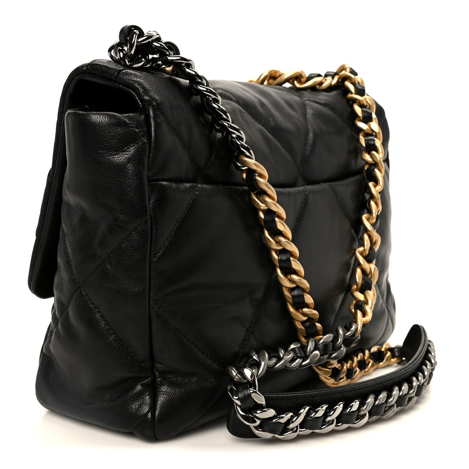 Chanel Goatskin Quilted Large Chanel 19 Flap Black 3 of 10