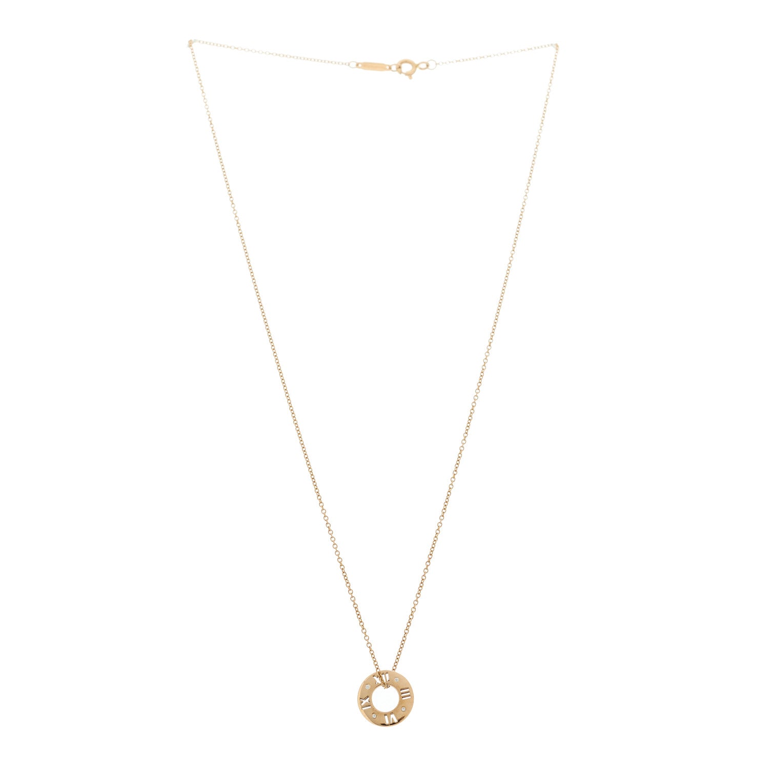 Tiffany 18K Rose Gold Diamond Atlas Pierced Pendant Necklace 3 of 6