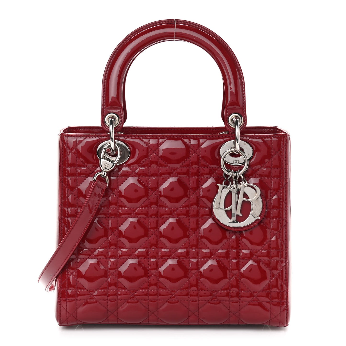 Patent Cannage Medium Lady Dior Red