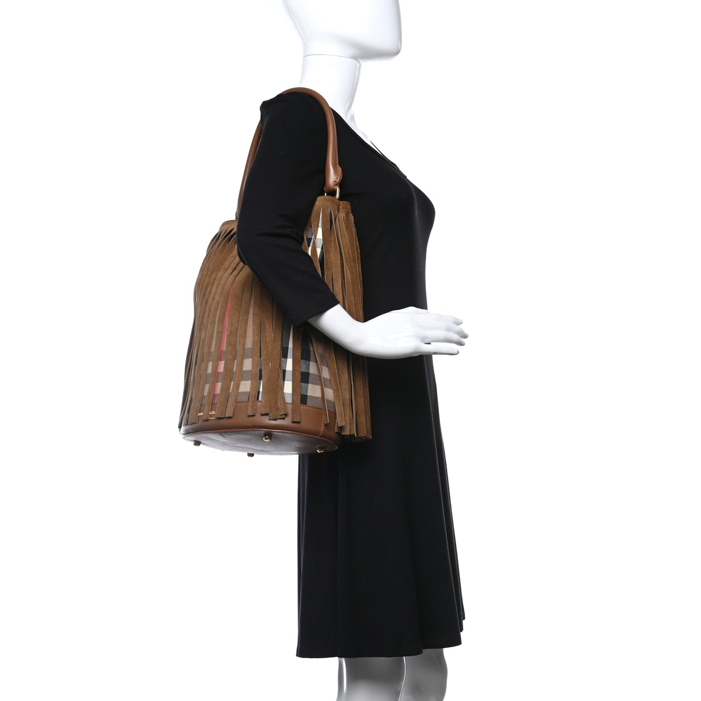 Prorsum Suede Fringe Bucket Bag Brown