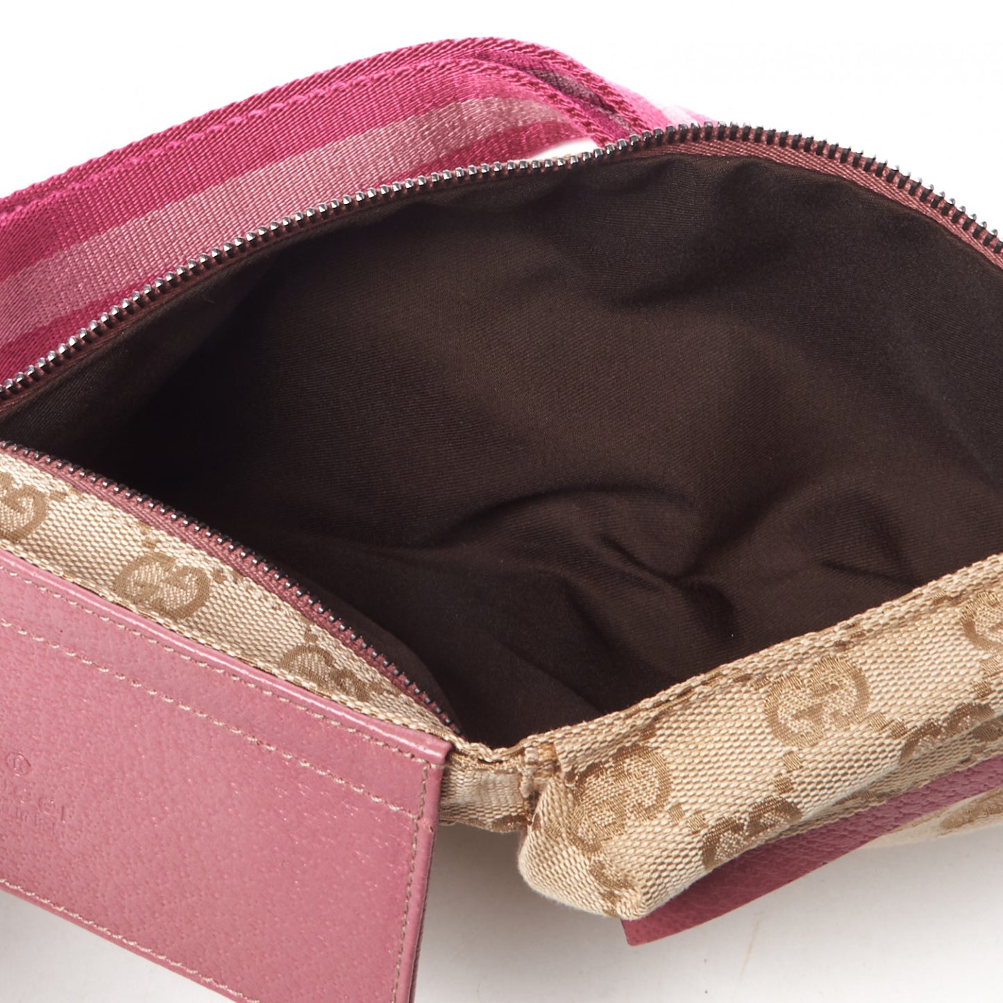 GG Monogram Web Double Pocket Belt Bag Pink