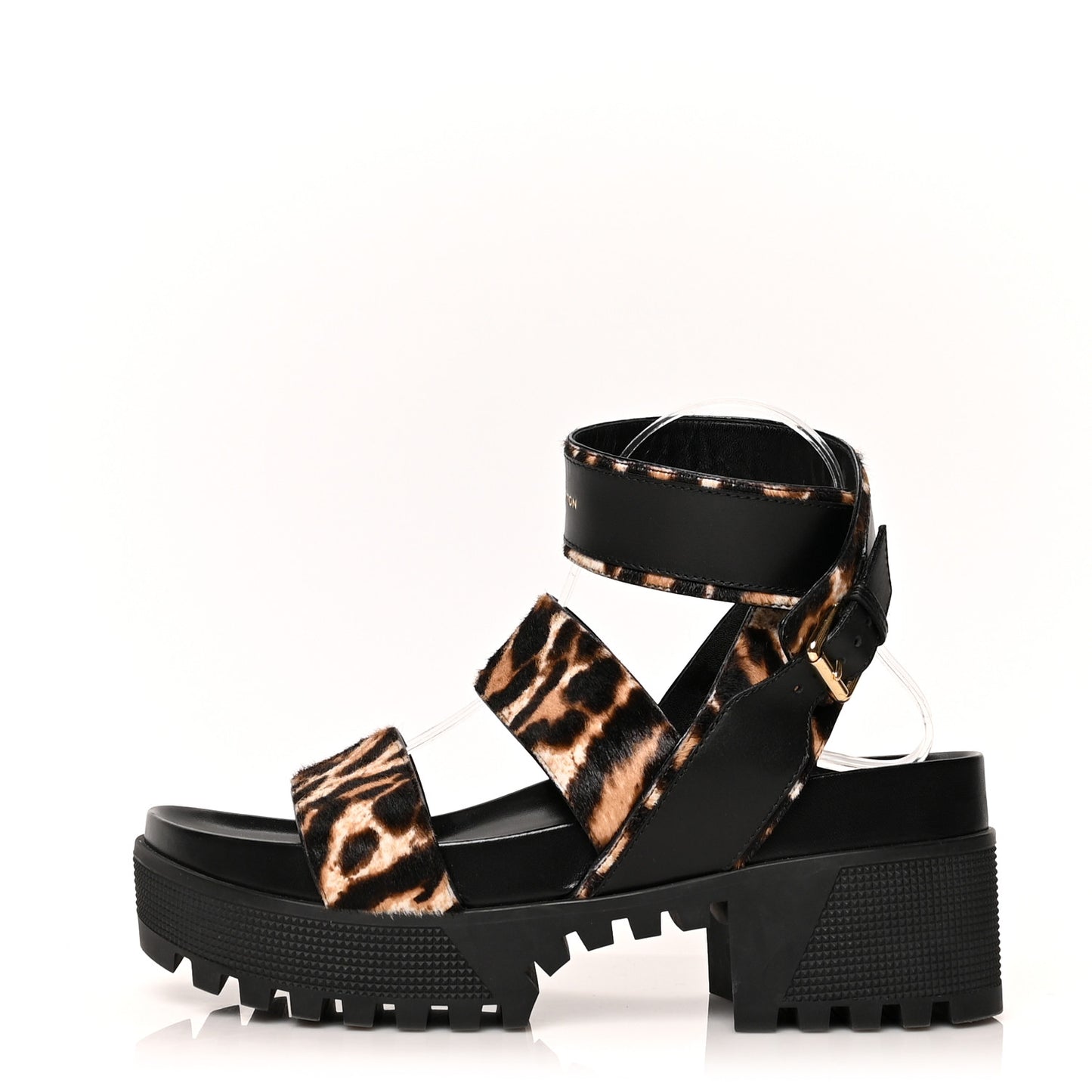 Calfskin Pony Hair Platform Sandals 41 Black