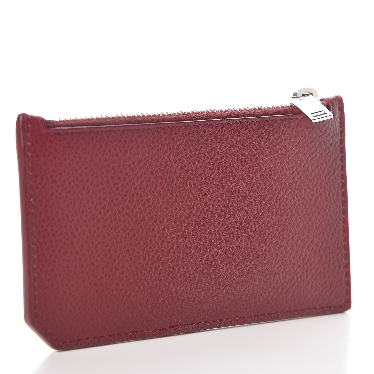 Saint Laurent Grained Calfskin 5 Fragments Zip Pouch Card Holder Burgundy 3 of 7