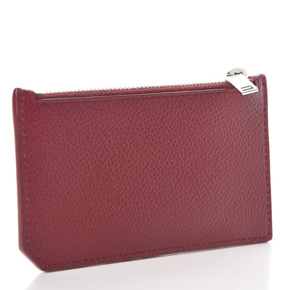 Saint Laurent Grained Calfskin 5 Fragments Zip Pouch Card Holder Burgundy 3 of 7
