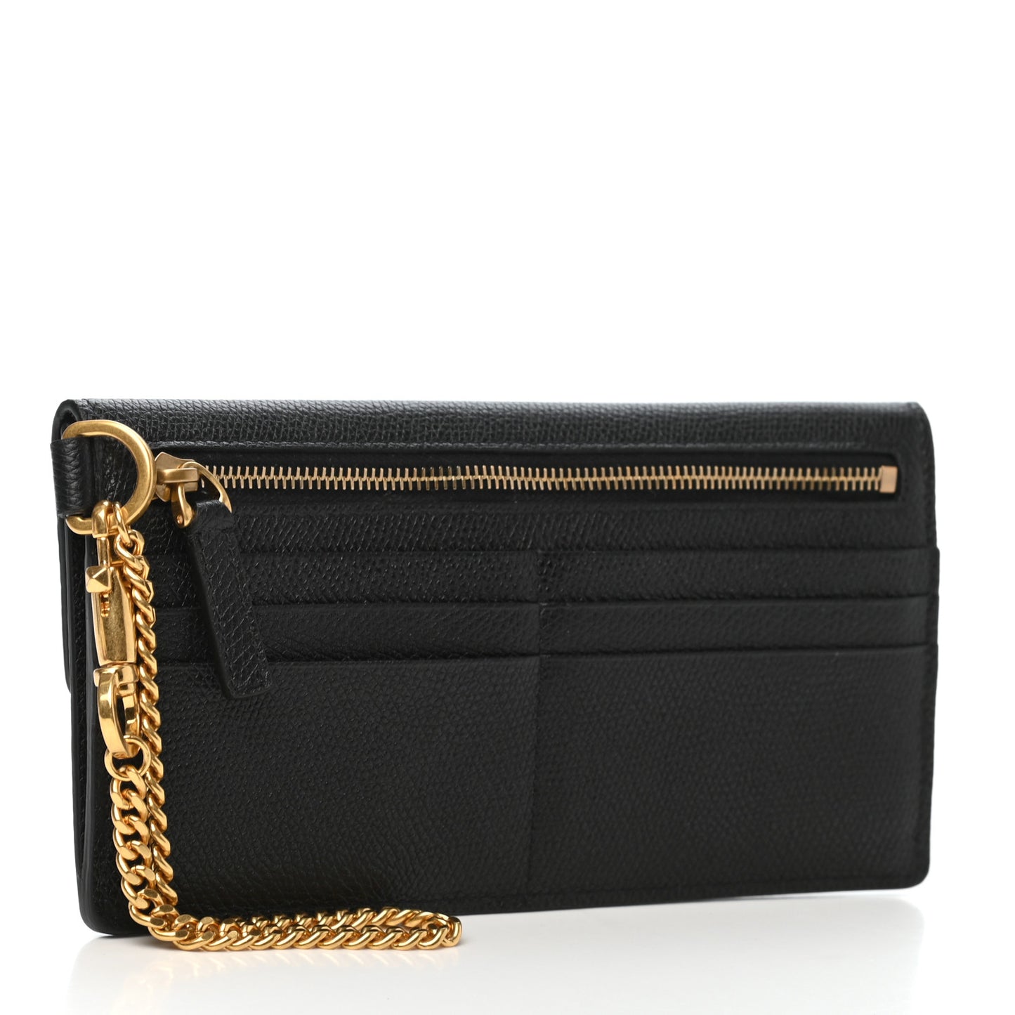 Grained Calfskin VLogo Bill Pouch Black