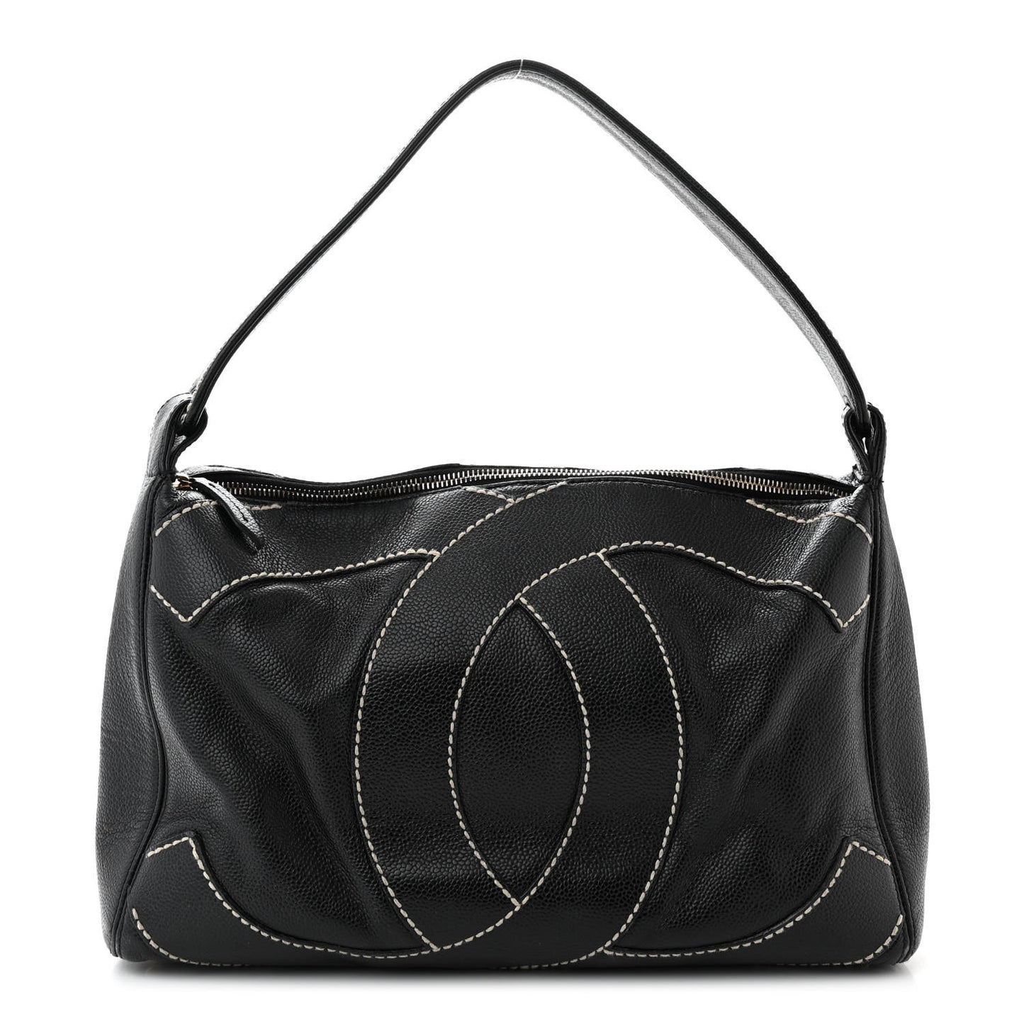Caviar CC Stitched Medium Hobo Black