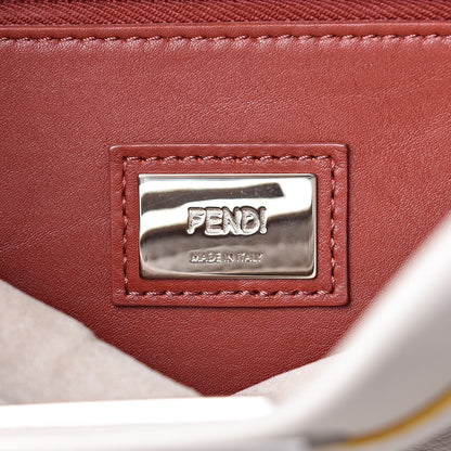 Fendi Vitello Seta Burro Medium Peekaboo Iconic Satchel Grigio Polvere Mattone 8 of 16