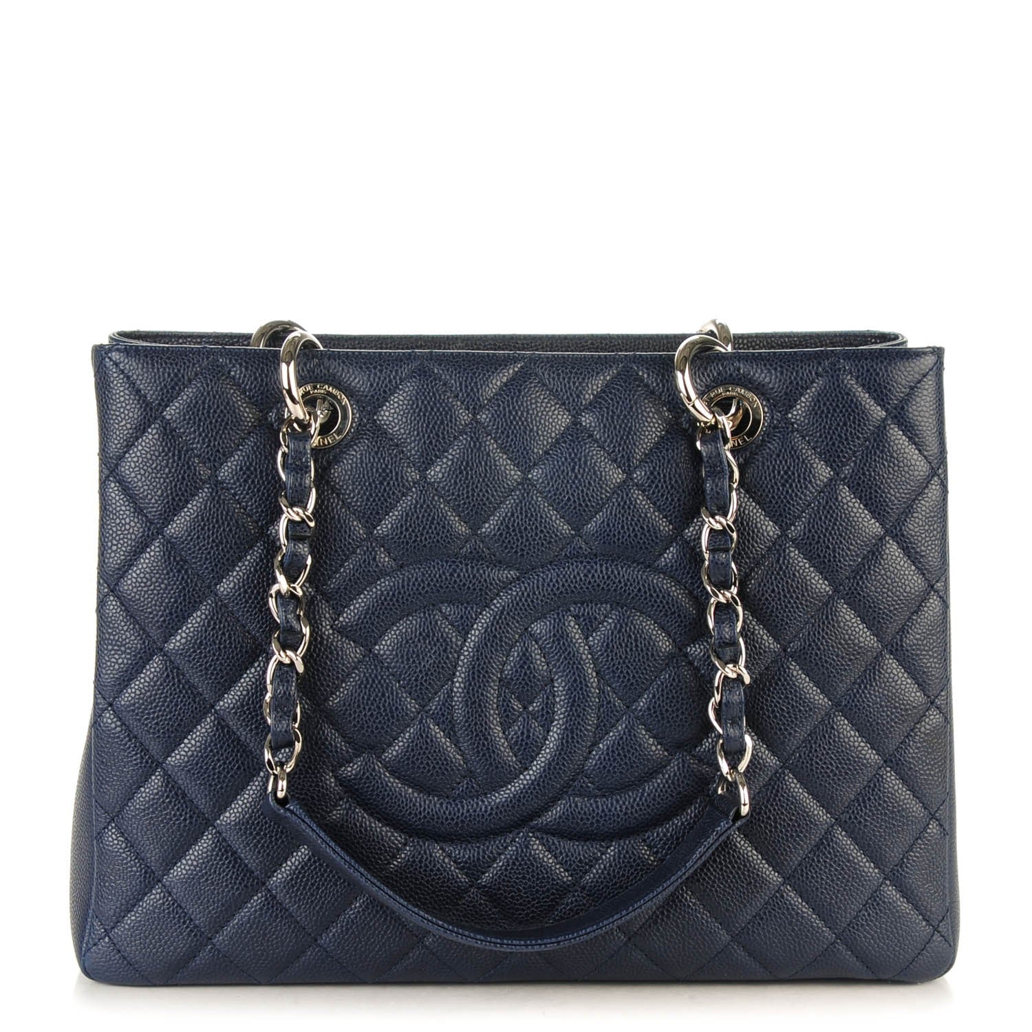 Chanel Caviar Quilted Grand Shopping Tote GST Navy 1 of 7