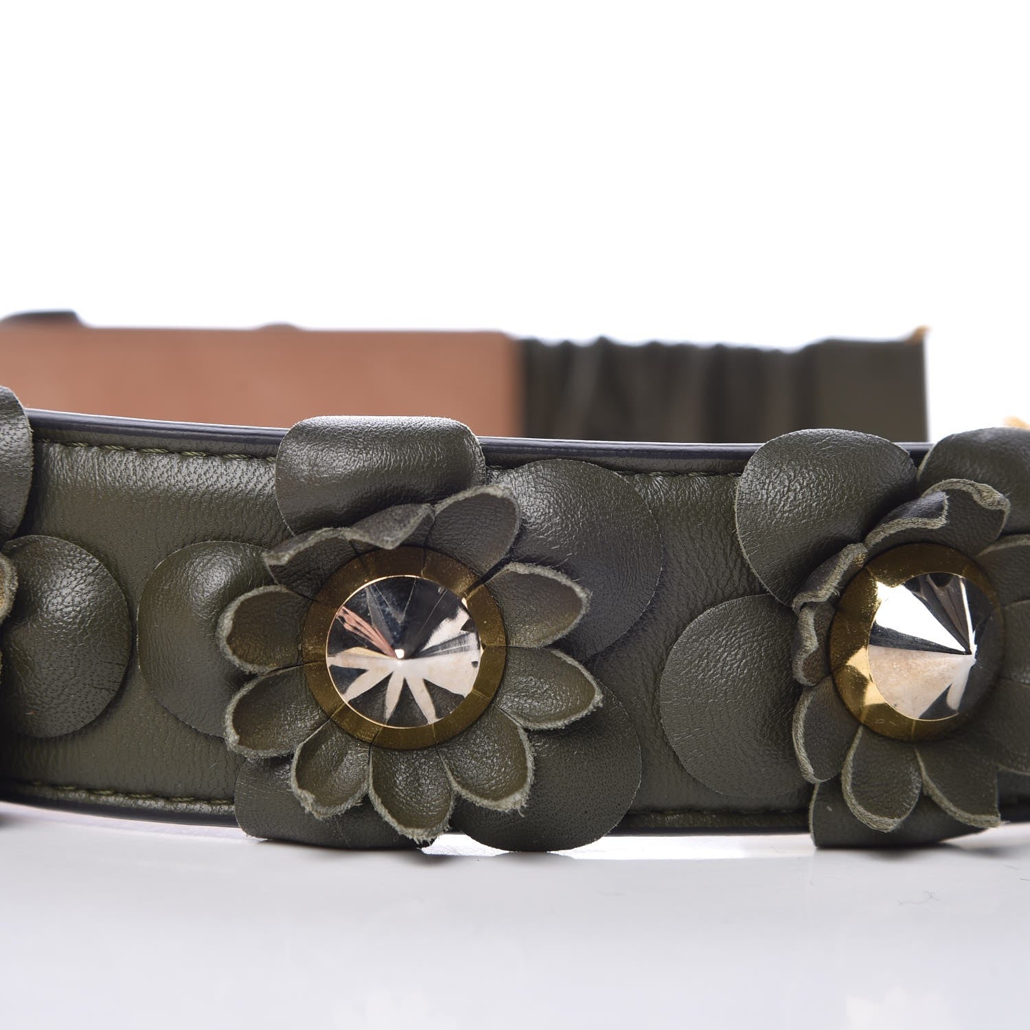 Fendi Lambskin Flowerland Belt 65 26 Green 8 of 8
