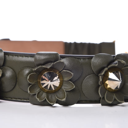 Fendi Lambskin Flowerland Belt 65 26 Green 8 of 8