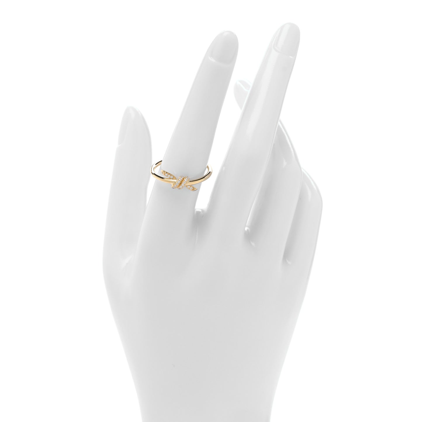 18K Yellow Gold Diamond Small Knot Ring 58 8.5