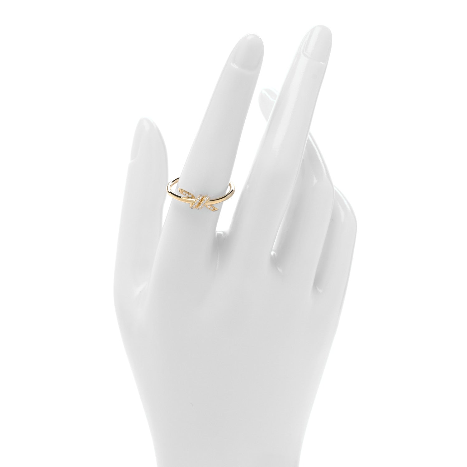 Tiffany 18K Yellow Gold Diamond Small Knot Ring 58 8.5 2 of 5