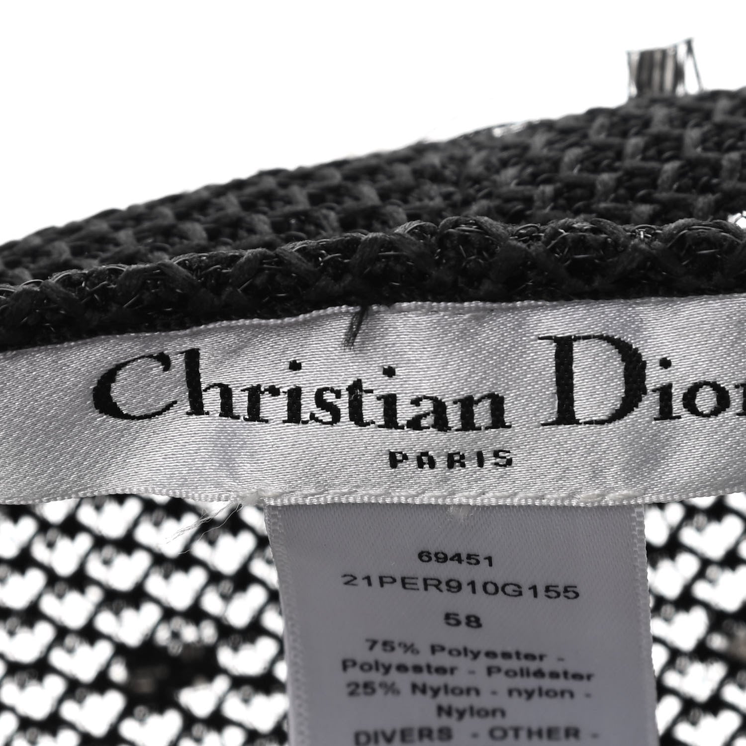 Christian Dior Polyester Nylon Pearl Beret with Veil Black 8 of 8